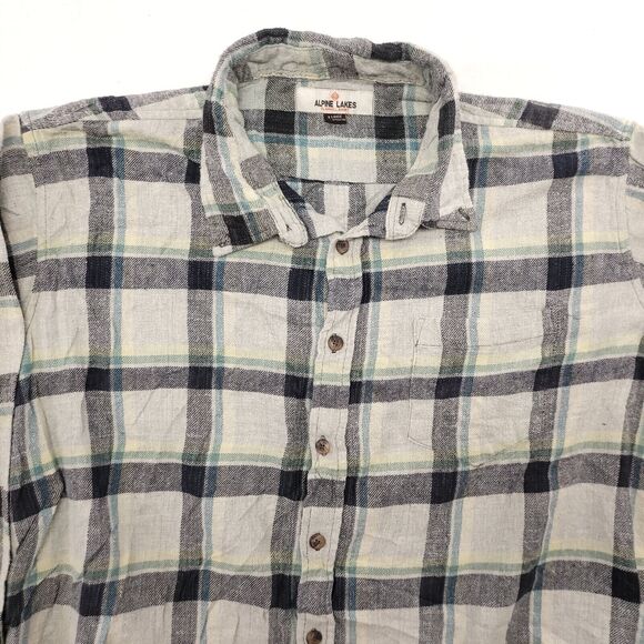 Alpine Lakes Windowpane Flannel Button Up Shirt Mens Size XL Blue Yellow - Picture 1 of 10